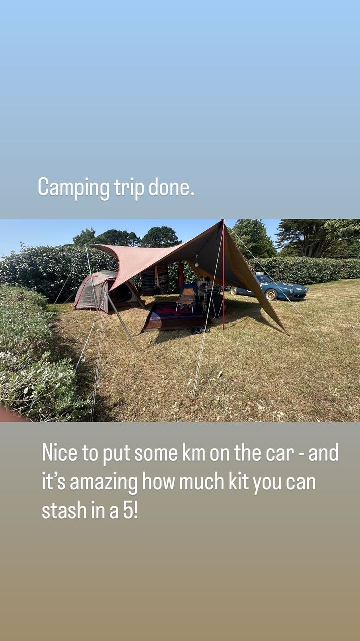Camping trip done. Nice to put some km on the car — and it's amazing how much kit you can stash in a 5.