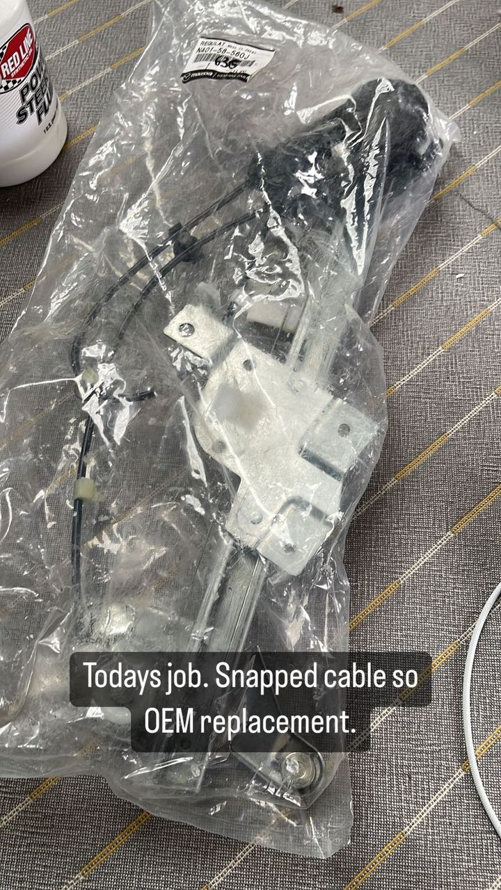 Today's job: snapped cable, so OEM replacement.