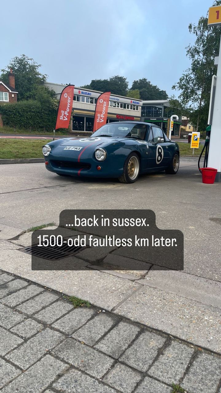 …back in sussex. 1500-odd faultless km later.